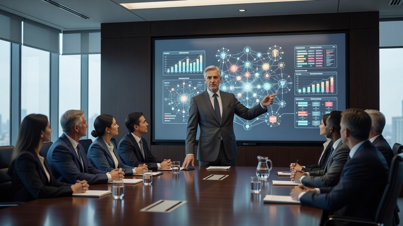 A single security analyst reviewing dashboards in a quiet office at dusk, representing fractional security leadership